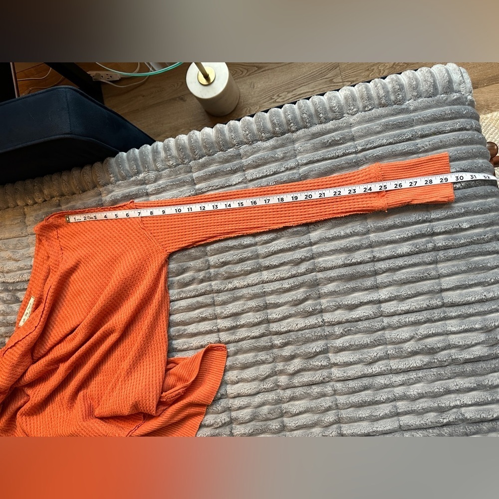 We the free oversized orange coral waffle knit thermal lounge top - Picture 8 of 8